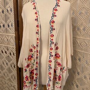 Floral Embroidered Umgee Open Kimono Cardigan